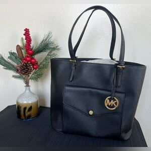 Michael Kors Black Tote with Gold Accents